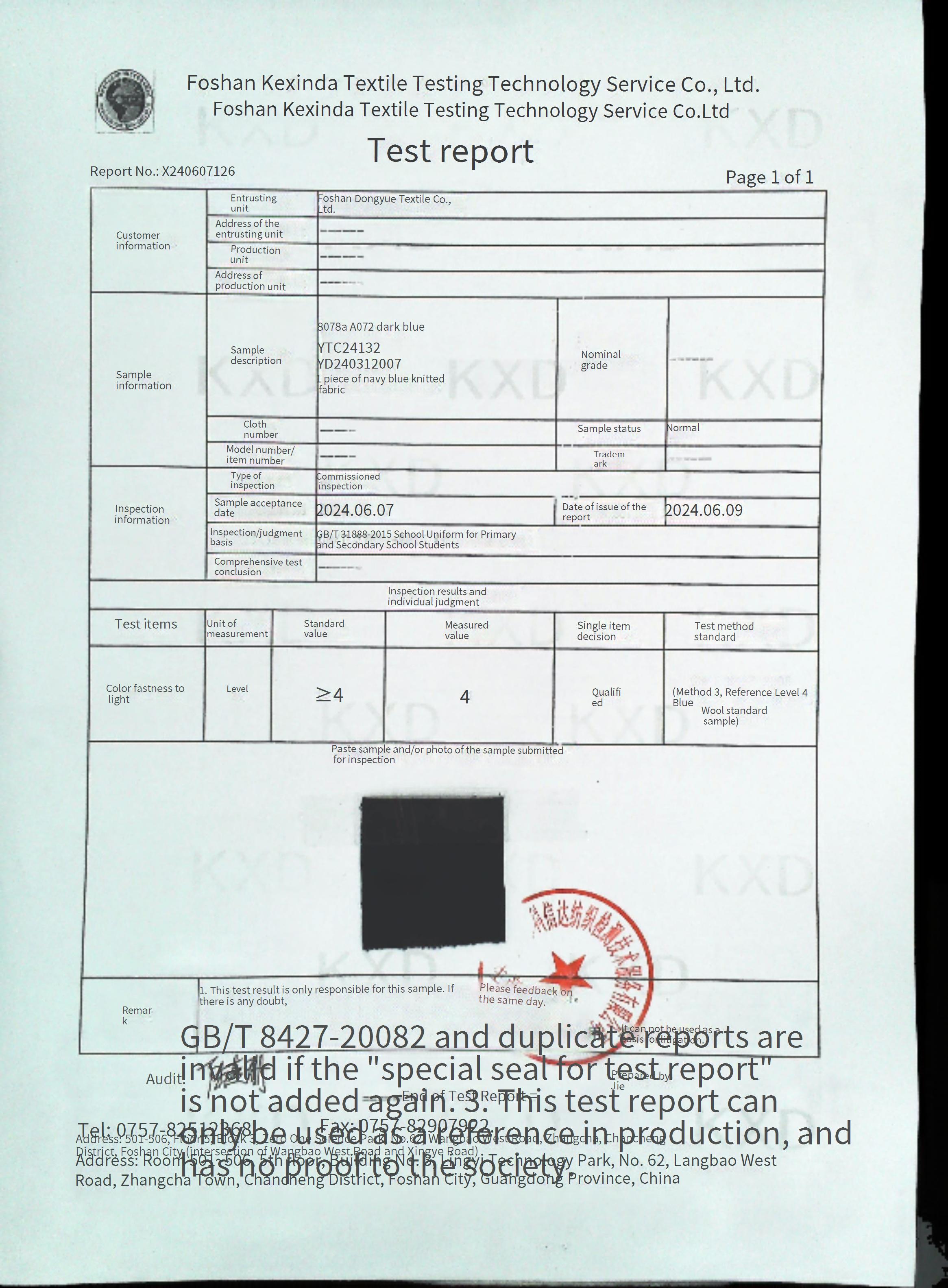 8078A color fastness to light Grade 4