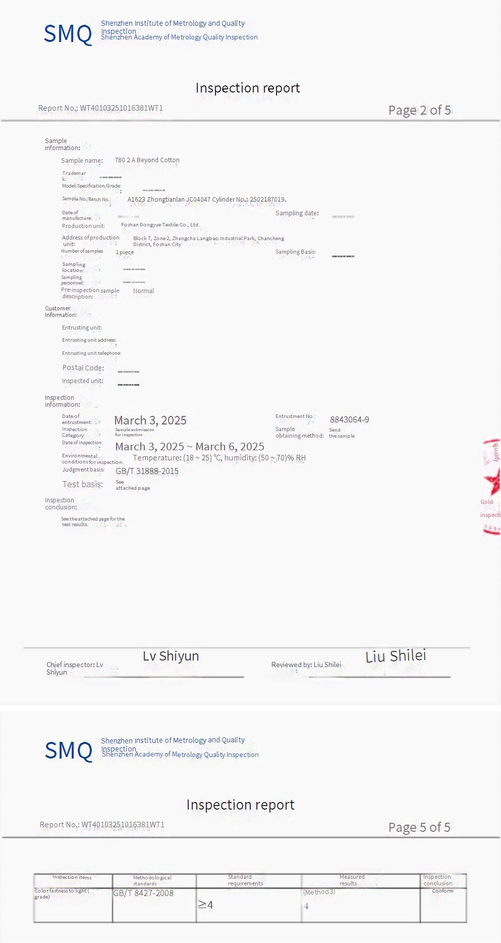 7802A color fastness to light Grade4